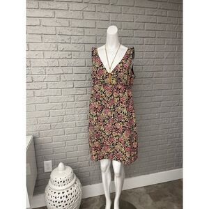 The Limited Woman V Neck Multicolored Sleeveless Floral Shift Dress Size 14
